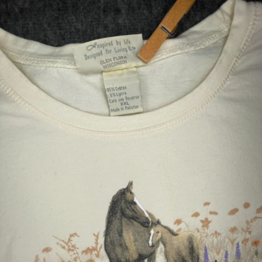 Artisans Vintage Horse Graphic Equestrian Shirt XXL Cream Western Boho Cowboy - Picture 4 of 8